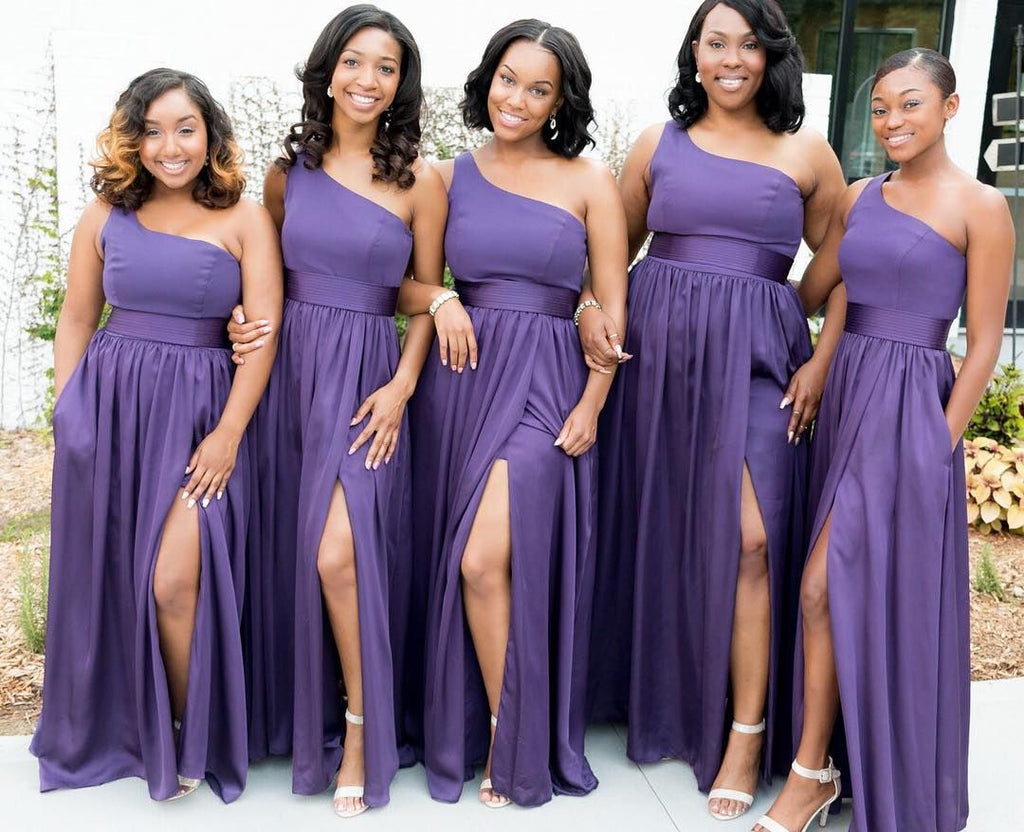 One Shoulder Purple Bridesmaid Dresses ...